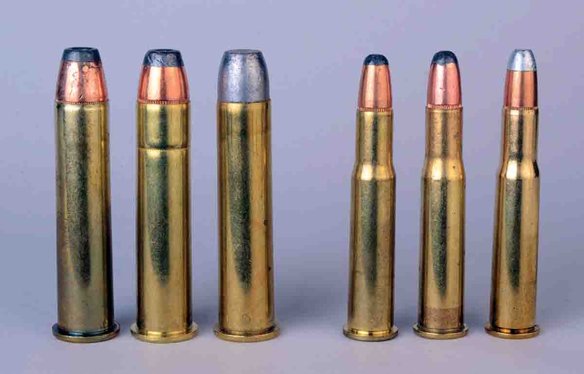 Three factory loads were fired from each Marlin rifle. The .45-70 loads include a Winchester 300-grain JHP, a Remington 300-grain JHP and a Black Hills Ammunition 405-grain FN. The .30-30 loads include a Federal 170-grain JSP, a Remington 170-grain JSP and a Winchester 170-grain Silvertip.